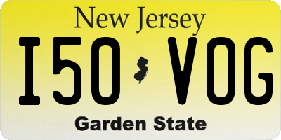 NJ license plate I50VOG