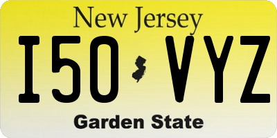 NJ license plate I50VYZ