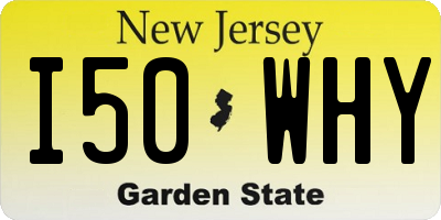 NJ license plate I50WHY