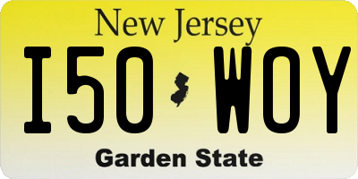 NJ license plate I50WOY