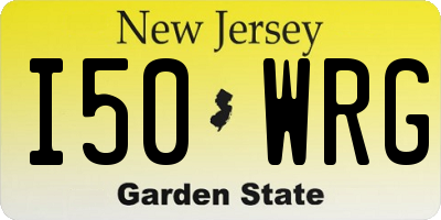 NJ license plate I50WRG