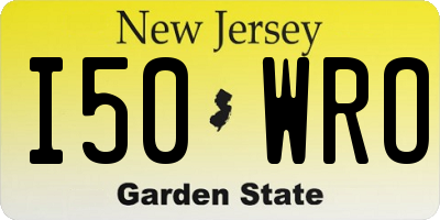 NJ license plate I50WRO