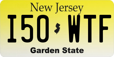 NJ license plate I50WTF