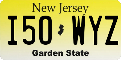 NJ license plate I50WYZ