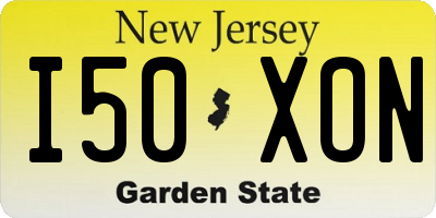 NJ license plate I50XON