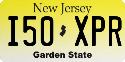 NJ license plate I50XPR