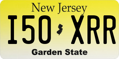 NJ license plate I50XRR