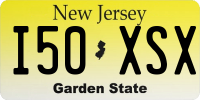 NJ license plate I50XSX