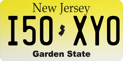 NJ license plate I50XYO