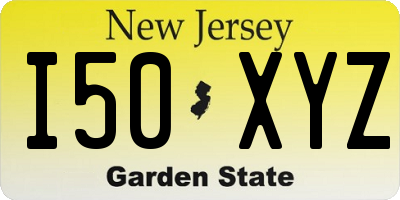 NJ license plate I50XYZ