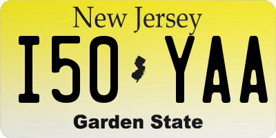 NJ license plate I50YAA