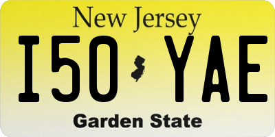 NJ license plate I50YAE