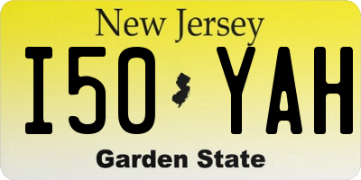 NJ license plate I50YAH