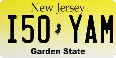 NJ license plate I50YAM