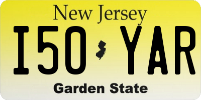 NJ license plate I50YAR