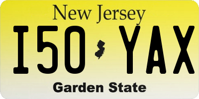 NJ license plate I50YAX