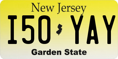 NJ license plate I50YAY
