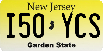 NJ license plate I50YCS