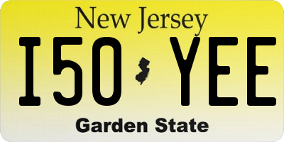 NJ license plate I50YEE