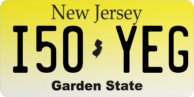NJ license plate I50YEG