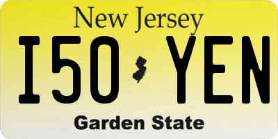 NJ license plate I50YEN