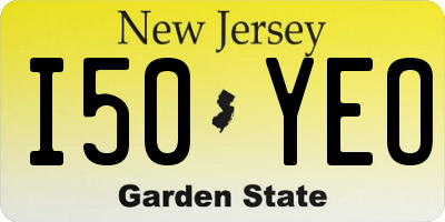 NJ license plate I50YEO