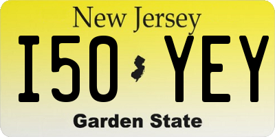 NJ license plate I50YEY