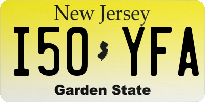 NJ license plate I50YFA