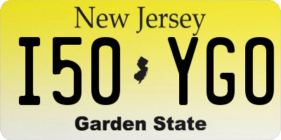 NJ license plate I50YGO
