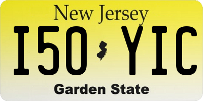 NJ license plate I50YIC