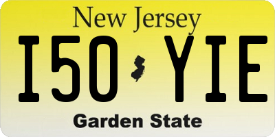 NJ license plate I50YIE