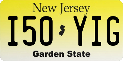 NJ license plate I50YIG