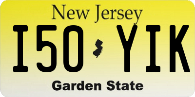 NJ license plate I50YIK
