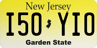 NJ license plate I50YIO