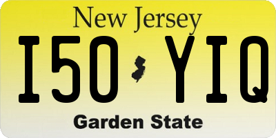 NJ license plate I50YIQ
