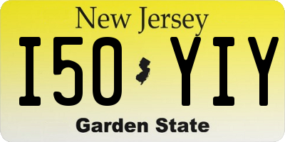 NJ license plate I50YIY
