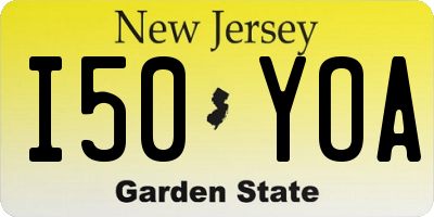 NJ license plate I50YOA
