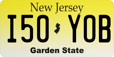 NJ license plate I50YOB