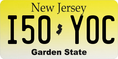 NJ license plate I50YOC