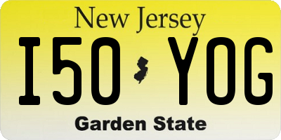 NJ license plate I50YOG