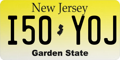 NJ license plate I50YOJ