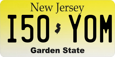 NJ license plate I50YOM
