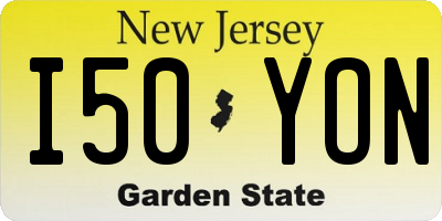 NJ license plate I50YON