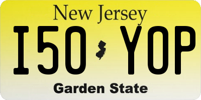 NJ license plate I50YOP