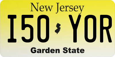 NJ license plate I50YOR