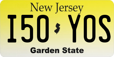 NJ license plate I50YOS