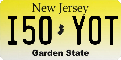 NJ license plate I50YOT