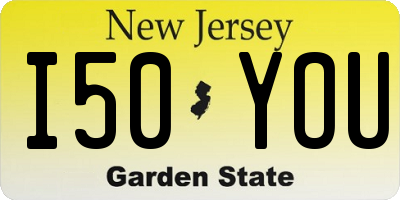 NJ license plate I50YOU