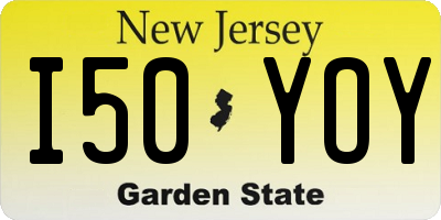 NJ license plate I50YOY