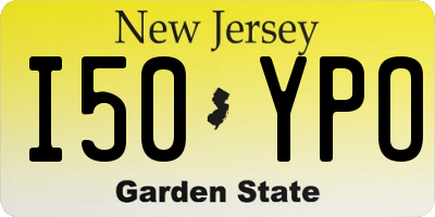 NJ license plate I50YPO